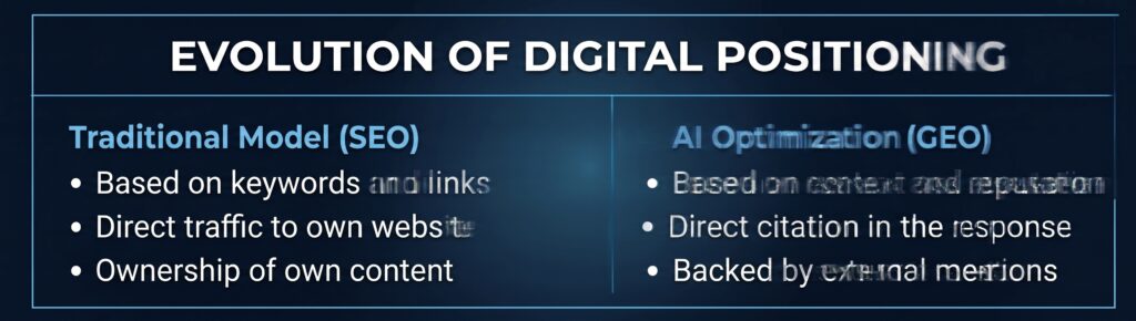 Traditional Model SEO Vs IA Optimization GEO